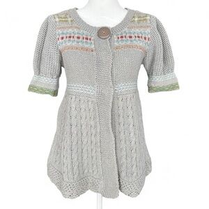 Anthropologie Gray Knit Sweater with Button Detail